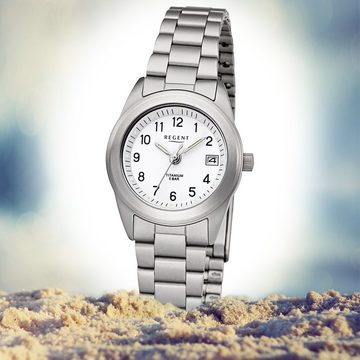 Regent Quarzuhr Regent Damen Uhr F-258 Metall Quarzwerk, (Analoguhr), Damen Armbanduhr rund, klein (ca. 26mm), Metallarmband
