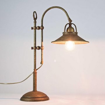 Licht-Erlebnisse Nachttischlampe ALICE, ohne Leuchtmittel, Tischlampe Echt-Messing Premium H:50cm E27 Handarbeit Vintage Stil