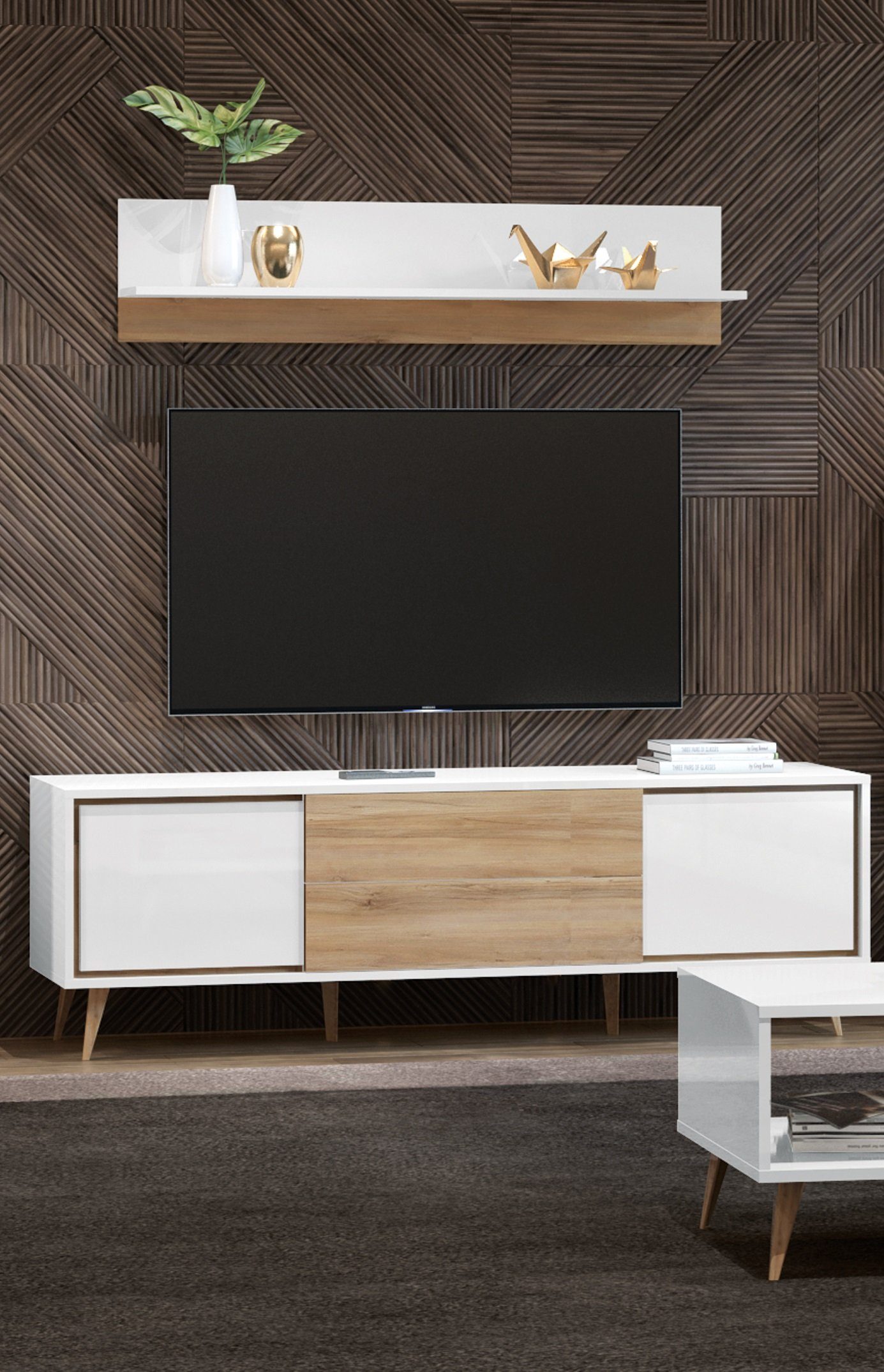 OTTO home TV-Board Vida (H/B/T): 58/180/47cm), UV lackiert, hochglänzend, Soft-Close und Push-to-open Funktion
