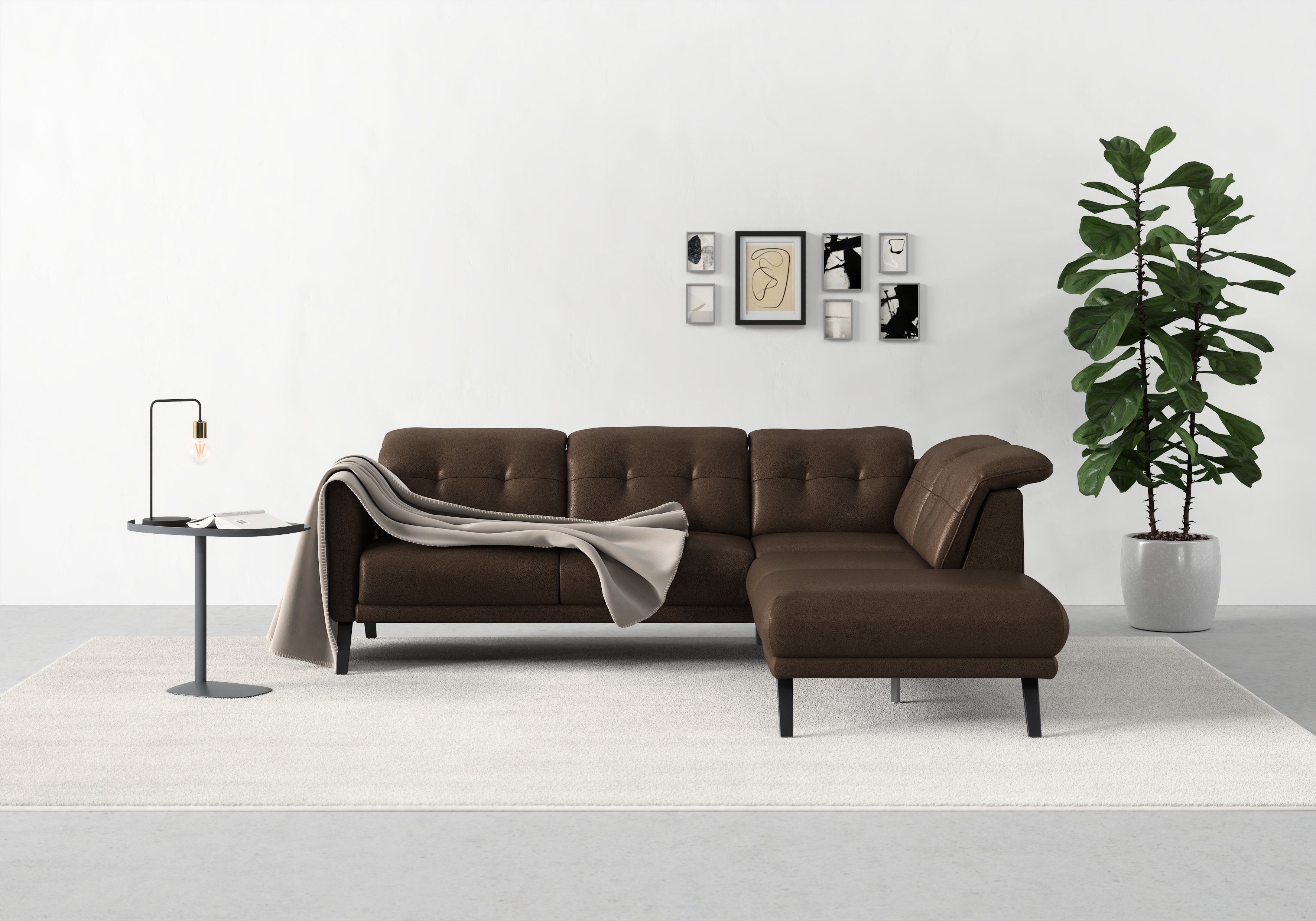 Kopfteilverstellung Ecksofa Armteilfunktion Scandia, mit Wahlweise und sit&more