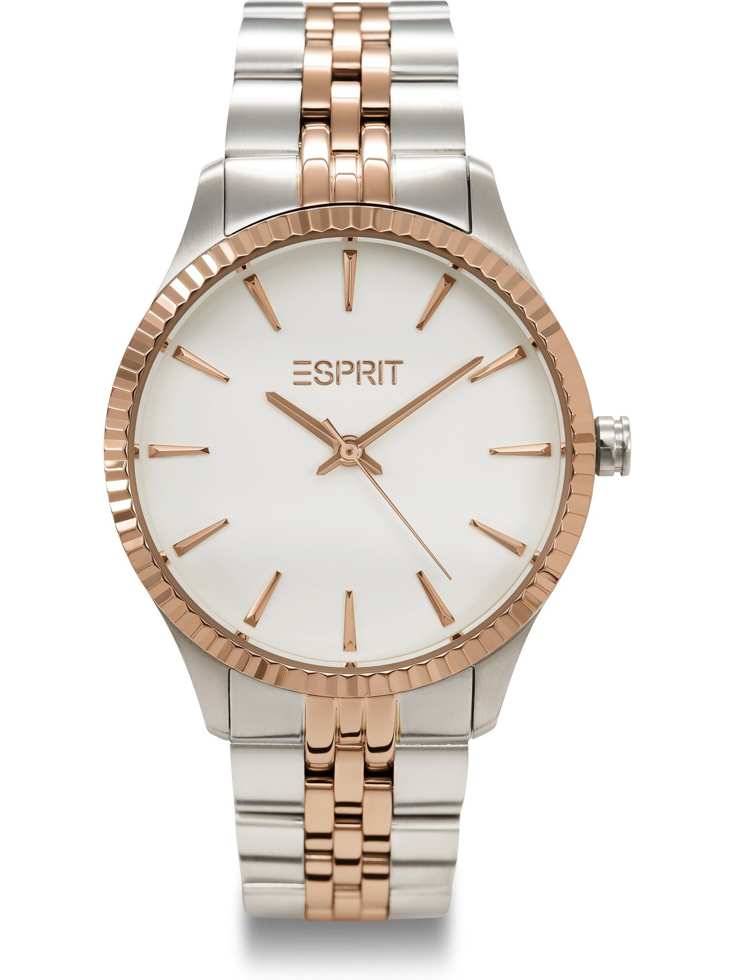 silber Esprit Klassikuhr Quarzuhr roségold, Quarz, Analog Damen-Uhren ESPRIT