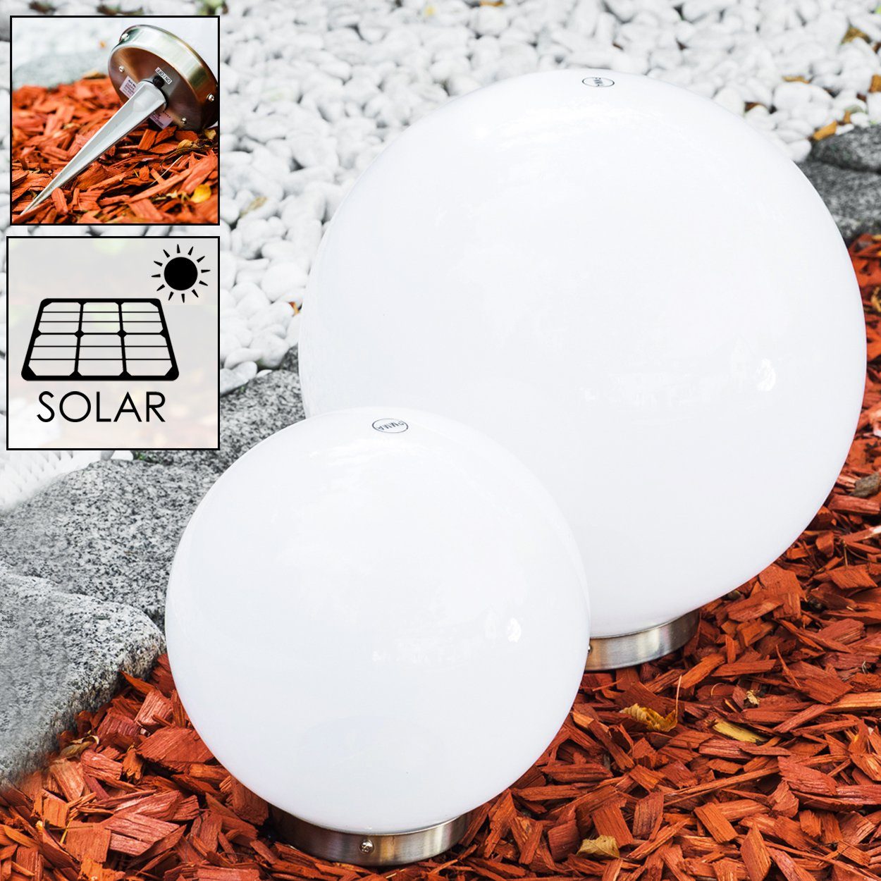 hofstein Kugelleuchte Solar Kugelleuchte 20cm Terrasse Wege Sonne Licht Veranda Garten Lampe