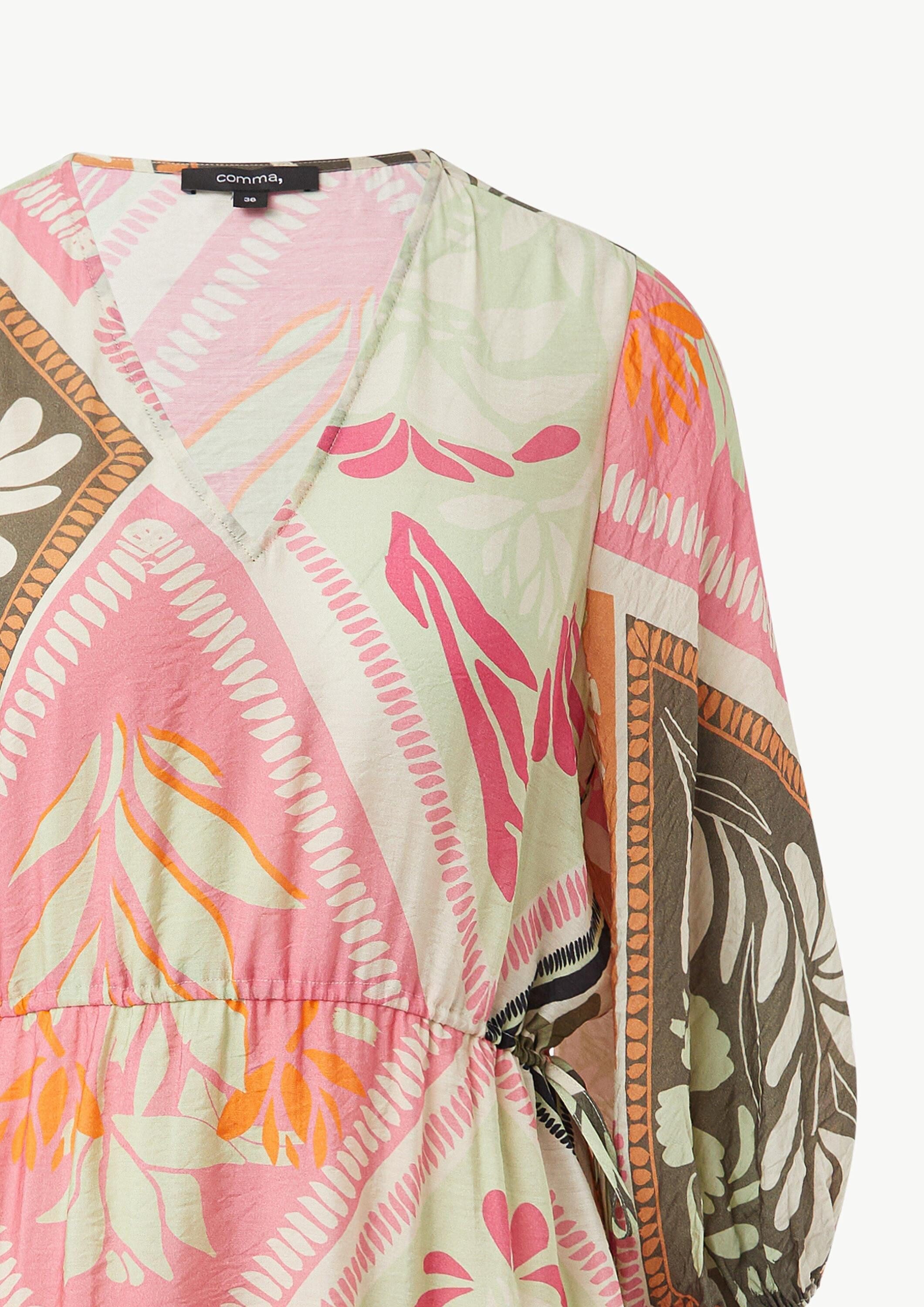 comma Midikleid Kleid Fließendes Kleid aus Viskosemix mit Unterkleid