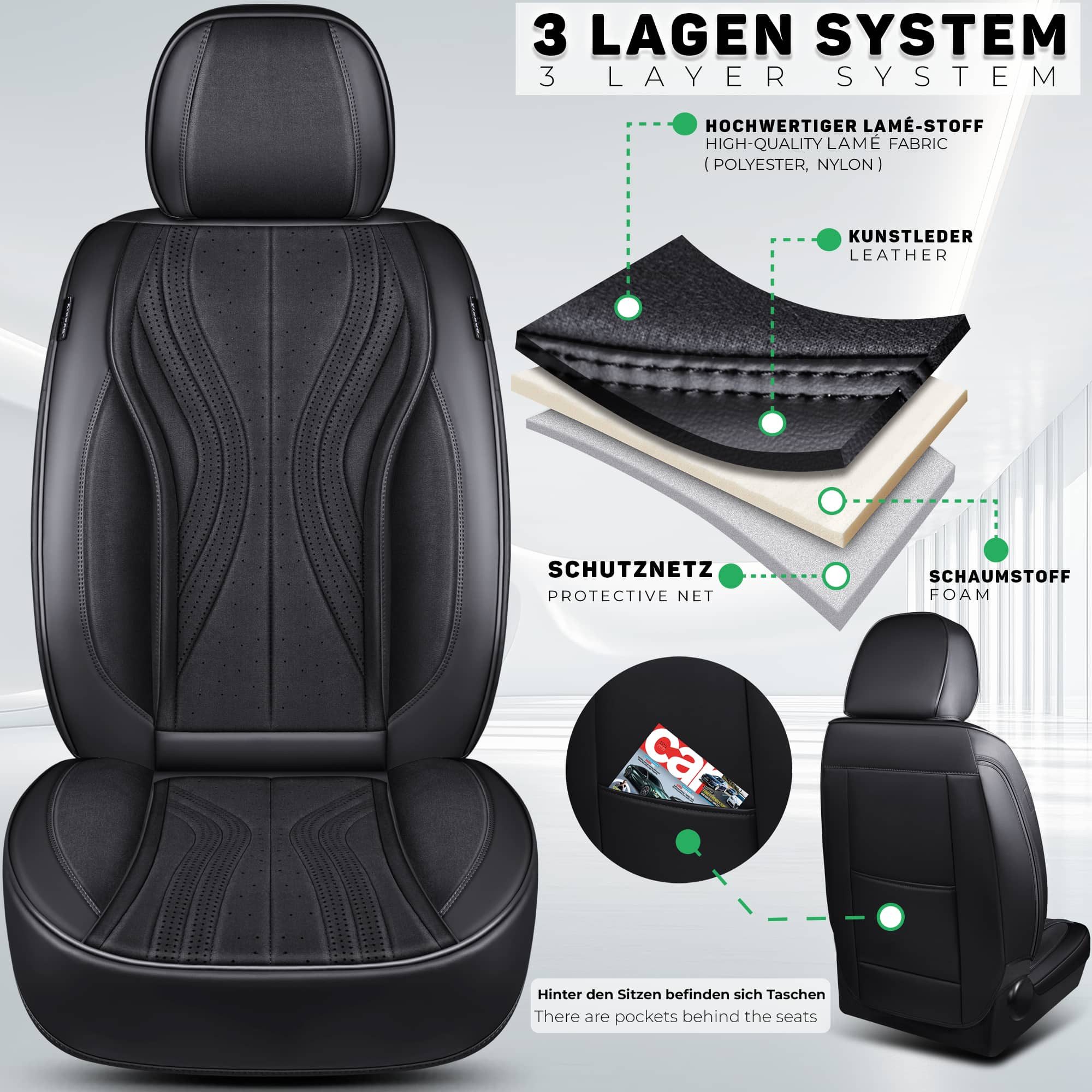 BREMER SITZBEZÜGE Autositzbezug für Skoda Octavia 4 Bj ab 2020 (M3), Set, Schonbezüge Sitzbezüge Fahrer und Beifahrer, in Schwarz