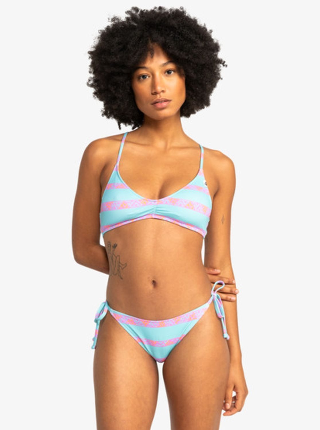 Quiksilver Balconette-Bikini-Top Quiksilver Bikinioberteil zum Knoten Clickity Clack Blue Stripe