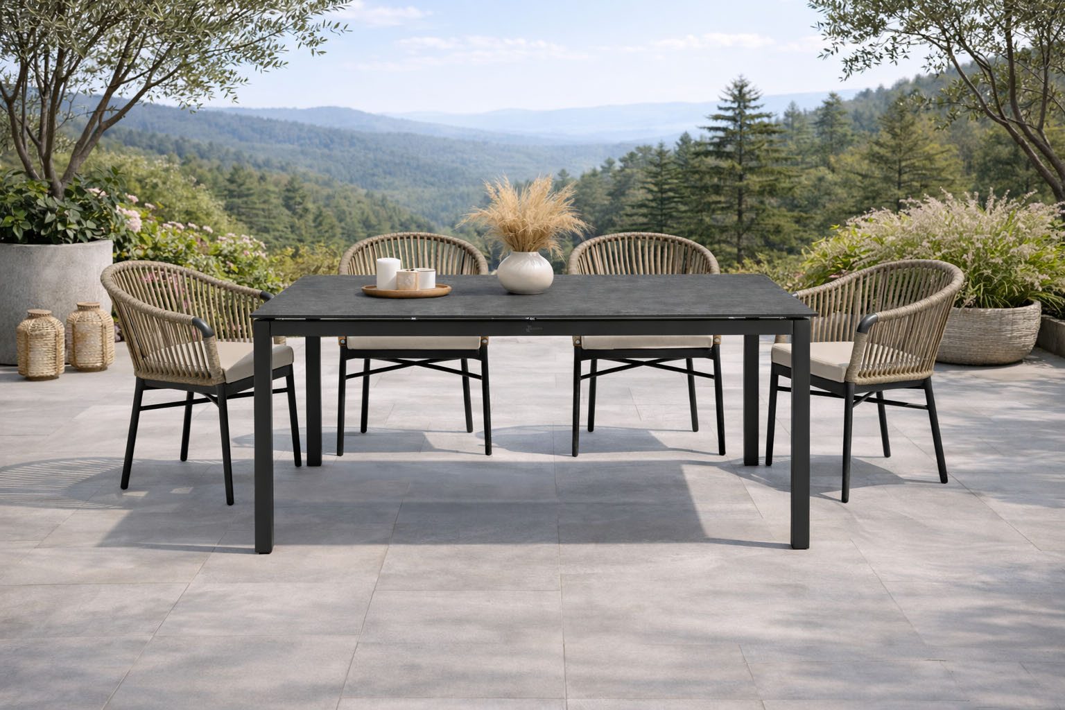Destiny Garten-Essgruppe TORNO CREMONA, (Set, 5-tlg), Essgruppe 4 Se + Tisch 160x90cm, grau