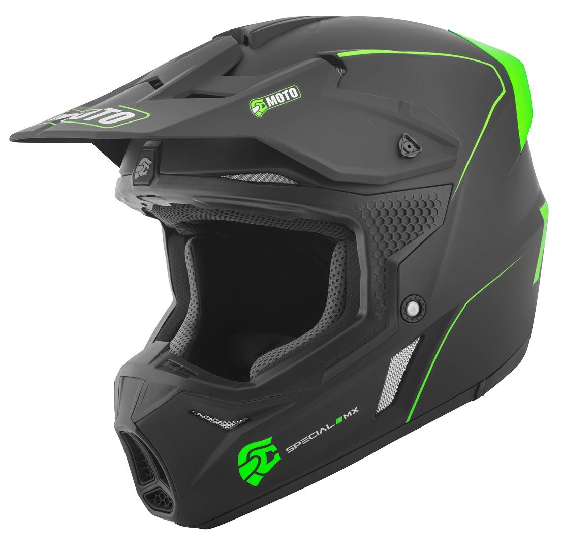FC-Moto Motocrosshelm Merkur Straight Motocross Helm, Ratschenverschluss