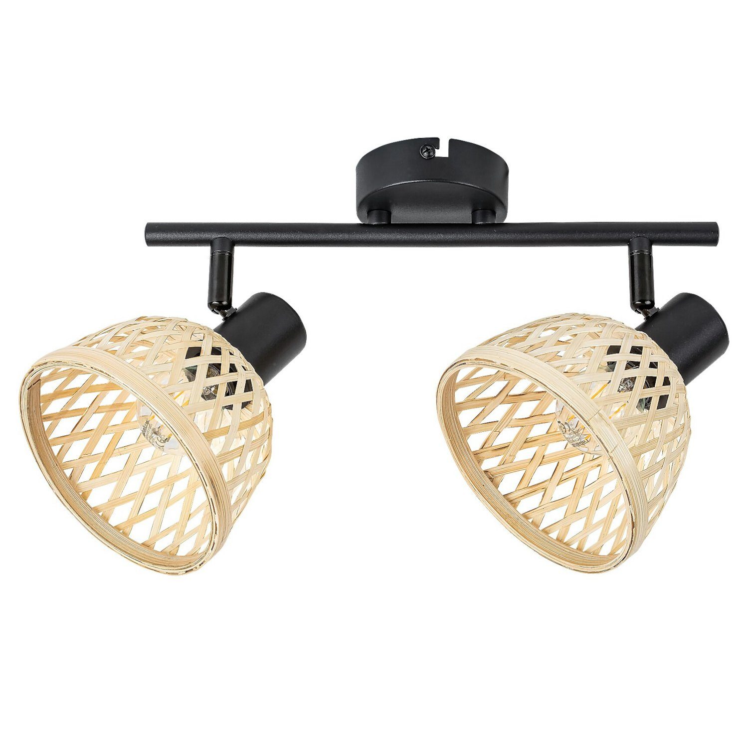 Rabalux Deckenleuchte, ohne Leuchtmittel, Rattan-Lampe, ind.spot.E14 2xMAX15W, Schwarz