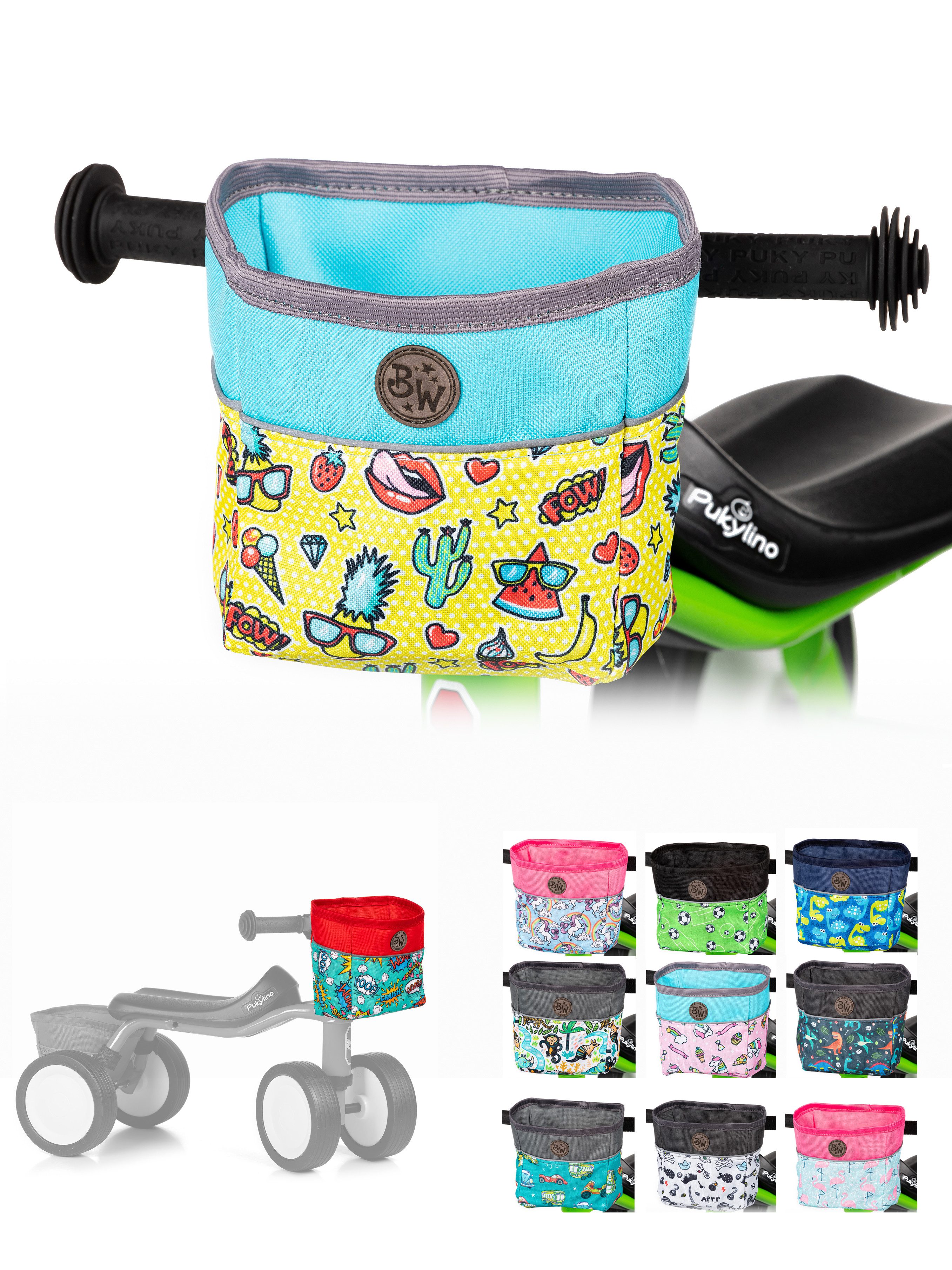 BambiniWelt by Rafael K. Fahrradtasche LENKERKORB Tasche kompatibel mit Pukylino Wutsch Fitsch Puky OFFEN