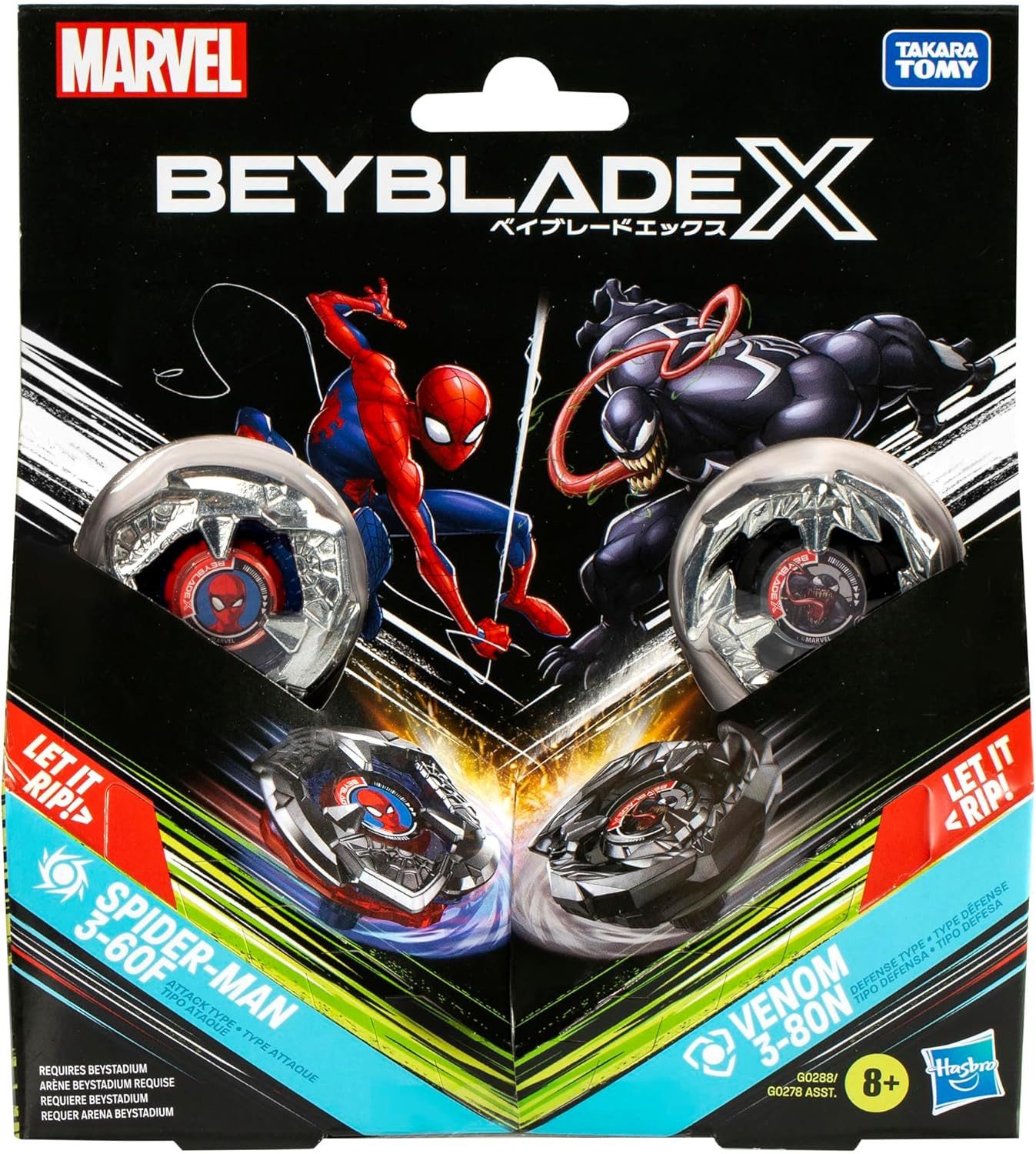 Hasbro Speed-Kreisel Beyblade X Marvel Collab Spider-Man 3-60F vs. Venom 3-80N
