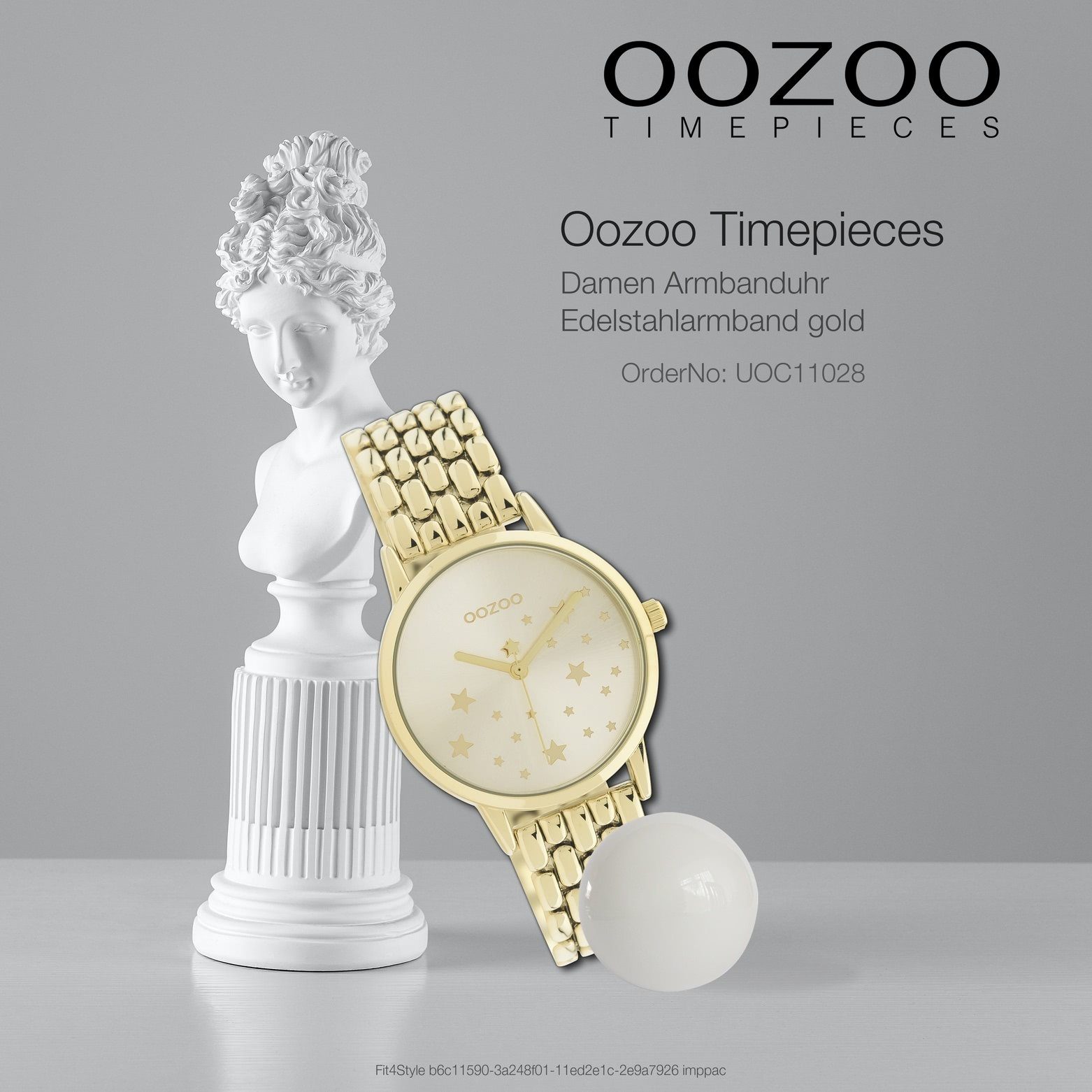 OOZOO Quarzuhr Oozoo Damen Armbanduhr Timepieces, (Analoguhr), Damenuhr rund, mittel (ca. 34mm) Edelstahlarmband, Elegant-Style