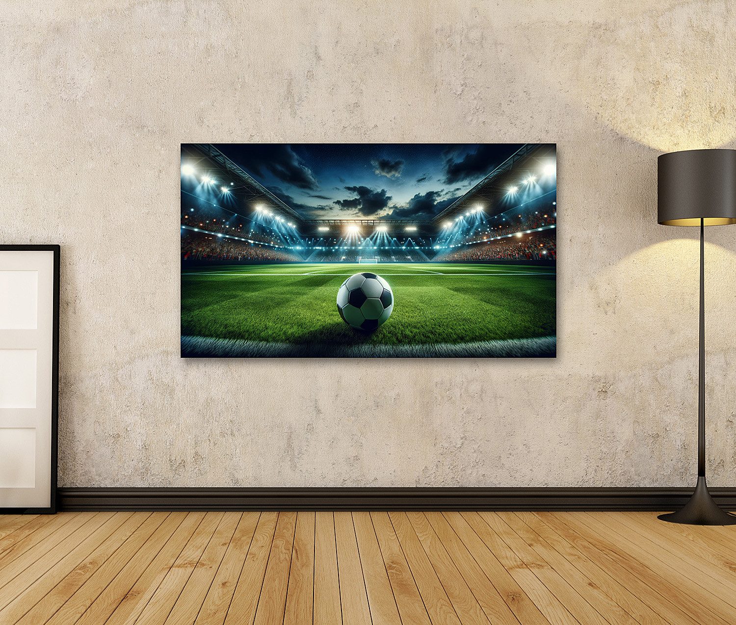 islandburner Leinwandbild Abendliches Fußballspiel im beleuchteten günstig online kaufen