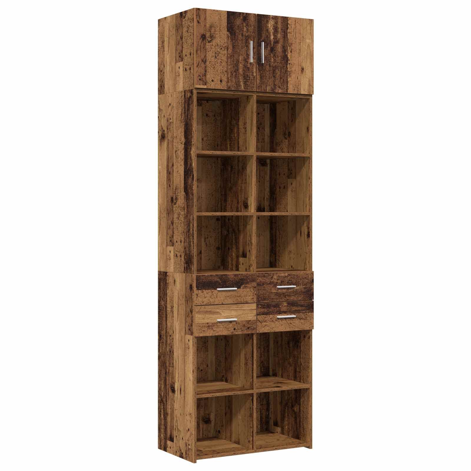 vidaXL Sideboard Lagerschrank mit Regalen Altholz 70 x 42,5 x 225 cm
