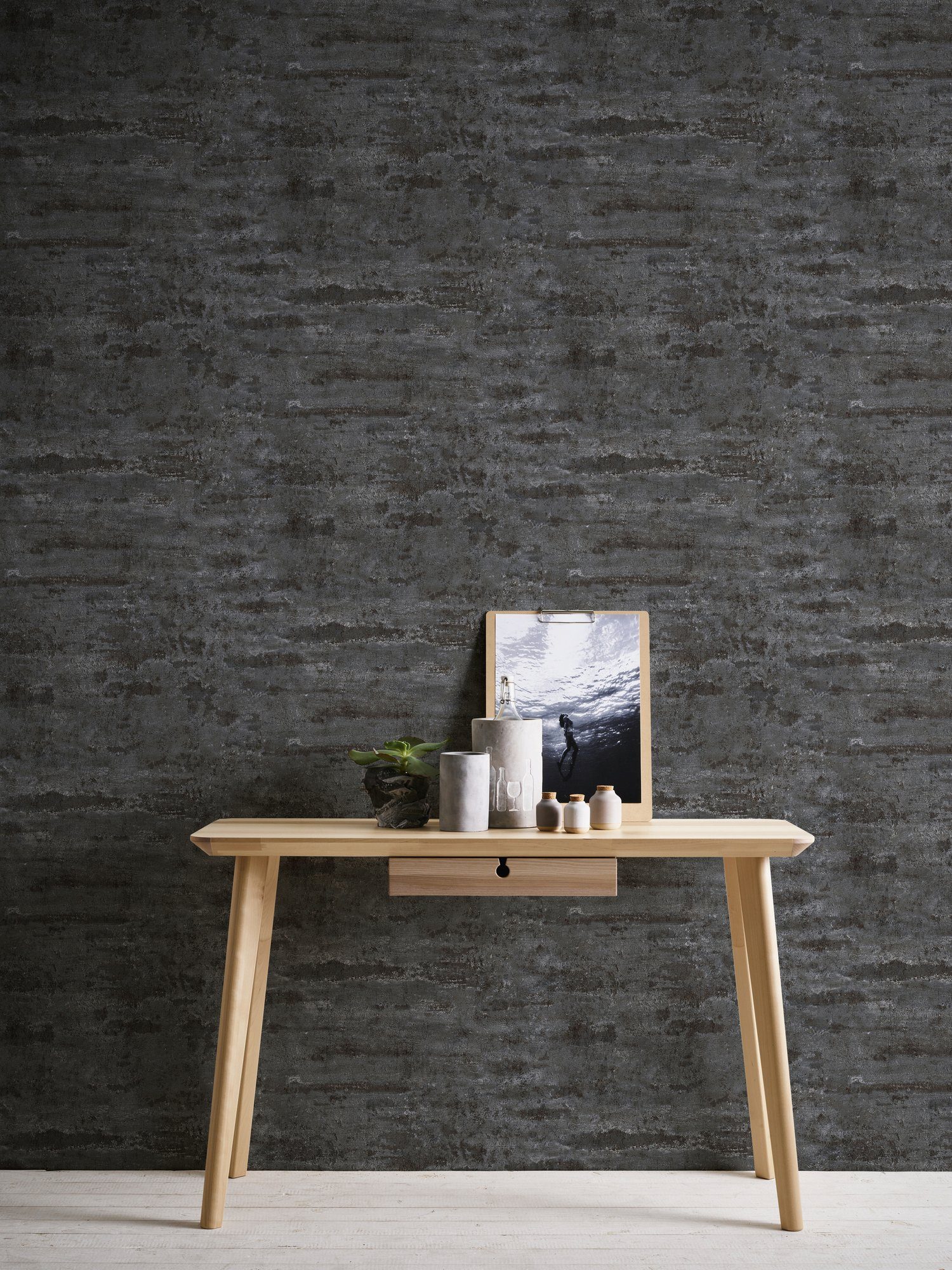 Bricoflor Mauer Tapete Schwarz anthrazit Industrial Vliestapete in Steinmau günstig online kaufen