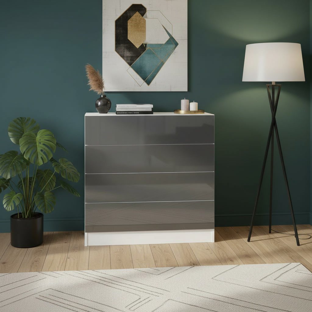 borchardt Möbel Kommode Vaasa, Kommode mit 4 Schubkästen auf Kugelführungen, Breite 76 cm
