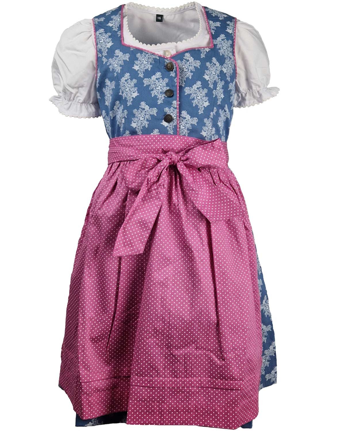 Maddox Dirndl 'Gabriella' 3-tlg. mit Bluse Blümchenmuster, Blau