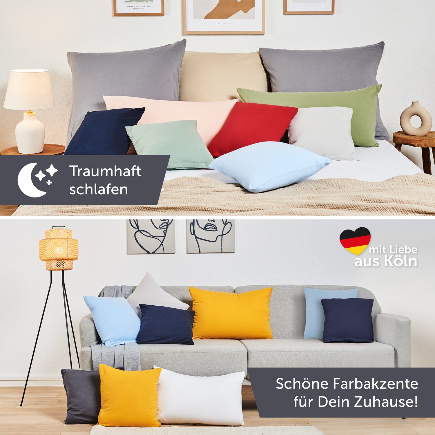 Blumtal Kissenbezug Premium Jersey 2er Set, Oeko-Tex Zertifiziert, (2 Stück), 100% Baumwolle – Bild 4 von 5