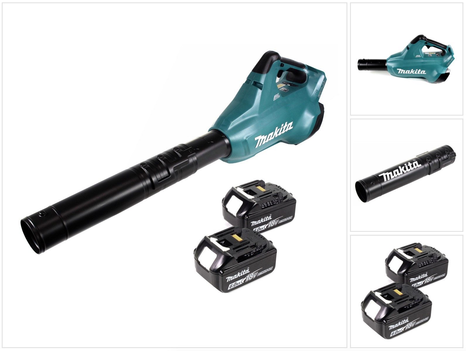 Makita Akku-Laubbläser DUB 362 2x18 Volt Akku Laubbläser Akku-Gebläse + 2x 6 Ah Akku - ohne