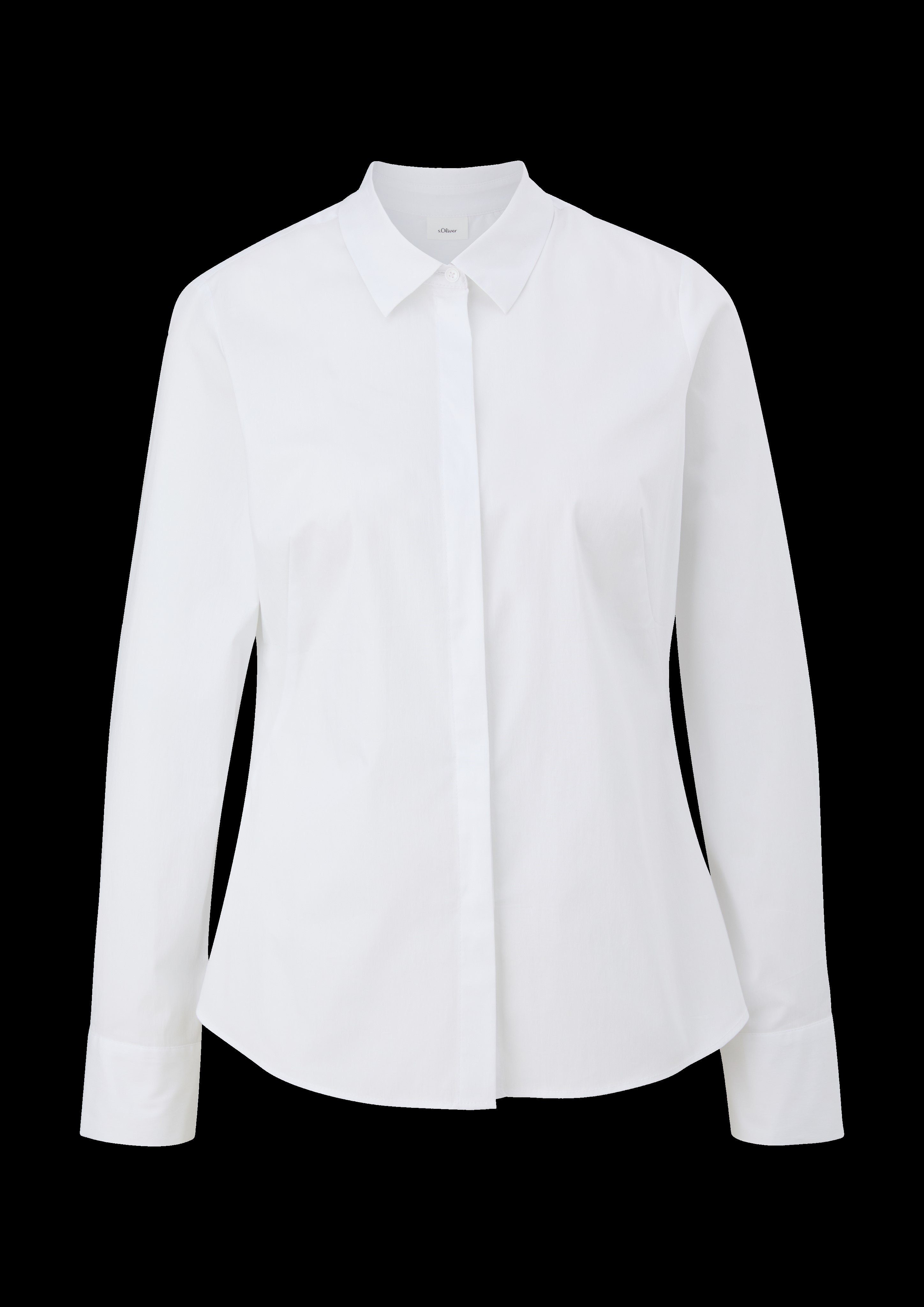 LABEL mit white Bluse verdeckter Klassische BLACK s.Oliver Knopfleiste