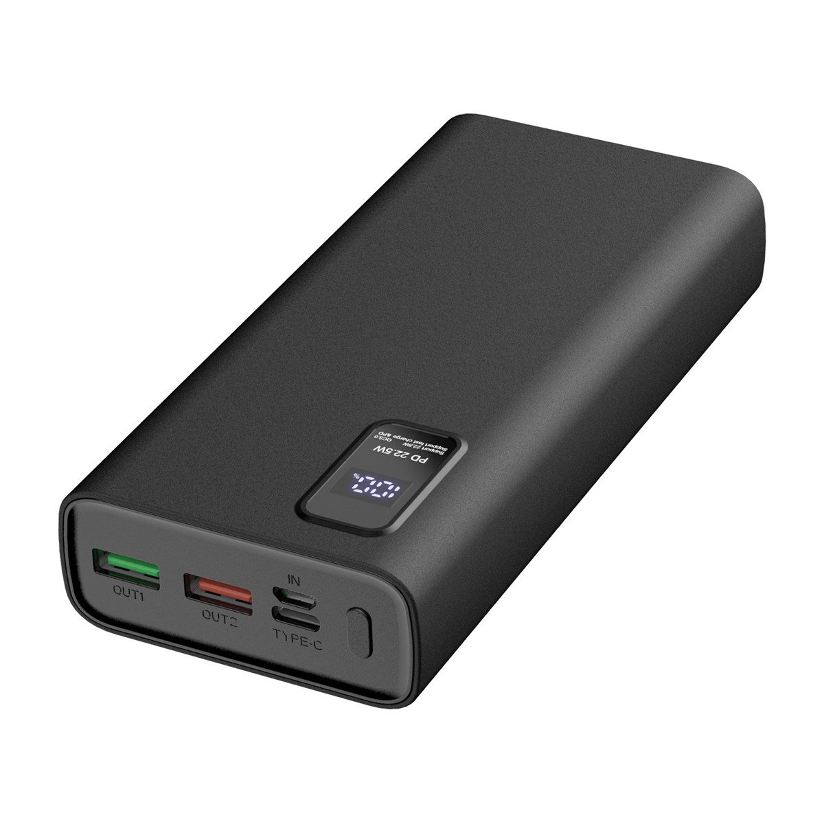 Platinet PMPB20WQC727B Powerbank 20000 mAh (12, 5, 9 V), 20000 mAh, PD 3.0, QC 3.0 und LED-Prozentanzeige