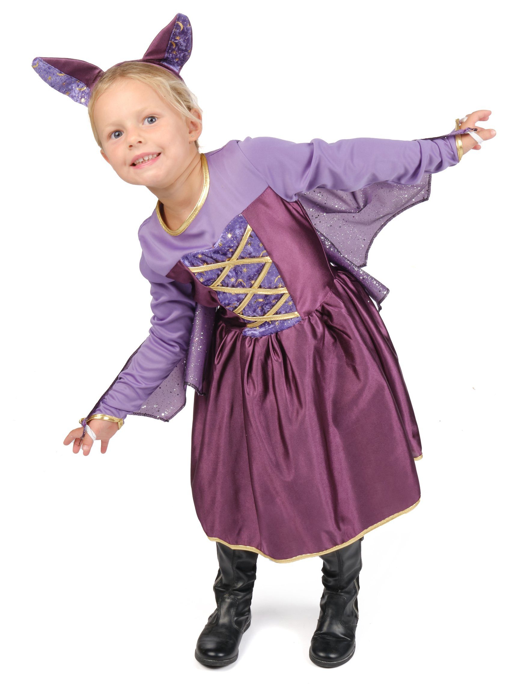JADEO Kostüm Fledermaus-Kostüm für Kinder 3-teilig lila-gold
