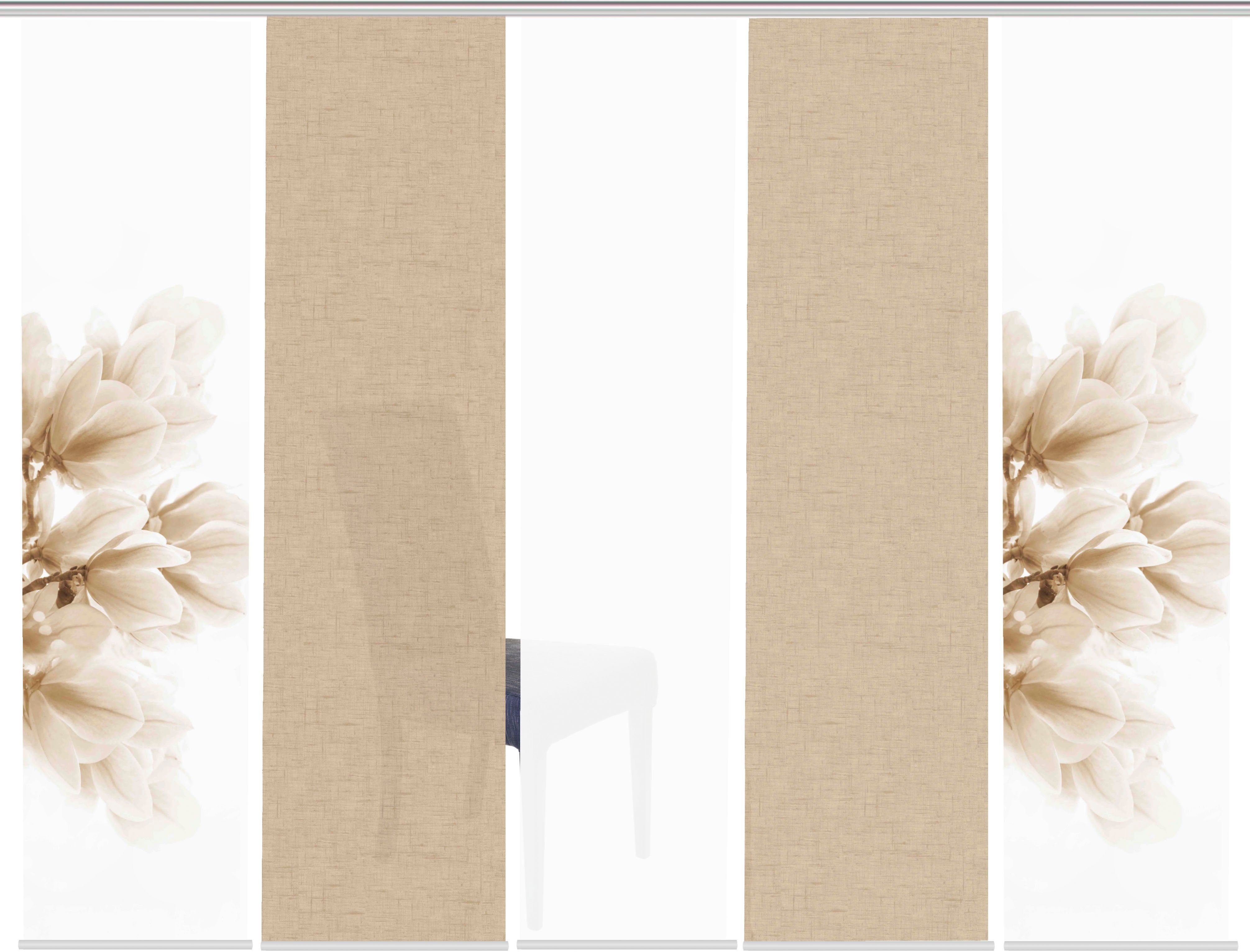 HOME WOHNIDEEN Schiebegardine KESSI 5er SET (5 St), Paneelwagen, blickdicht günstig online kaufen