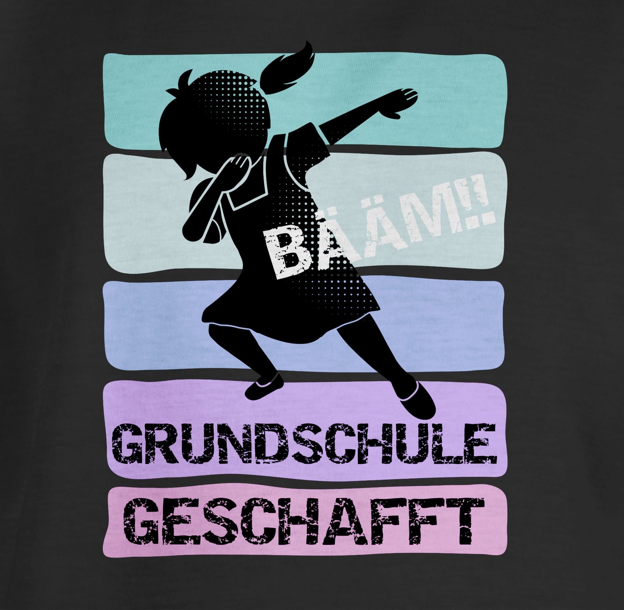 Shirtracer T-Shirt Schwarz Einschulung 02 geschafft Bääm!! Grundschule Mädchen Mädchen