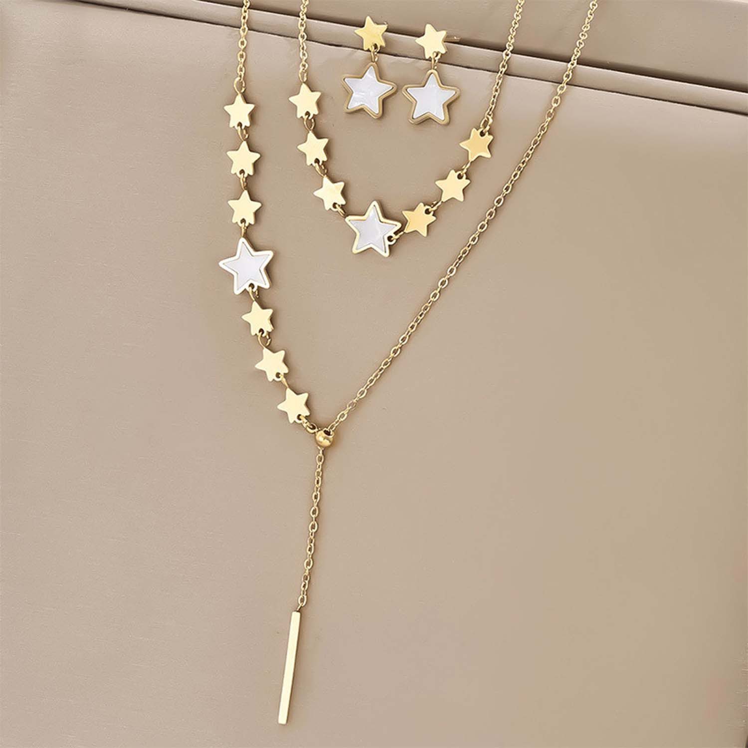 trends for living Schmuckset Damen bestehend aus Halskette, Armband und Ohrringen Set in Sternform