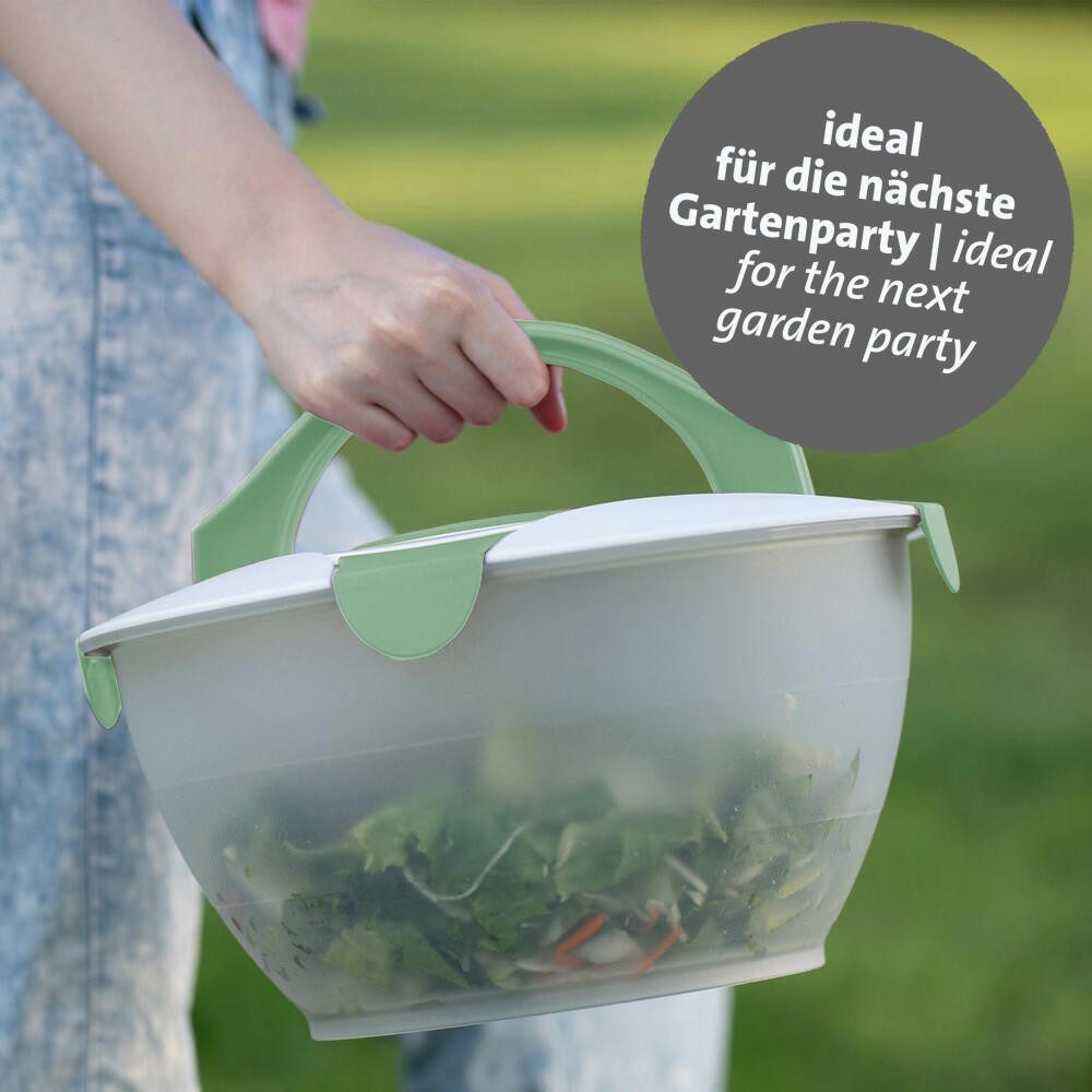 WESTMARK Salatschüssel mit Dressing-Behälter, Fassungsvermögen: 6,5 Liter, Salatbutler, Mint-, Kunststoff: PP, PE, spülmaschinengeeignet, Made in Germany