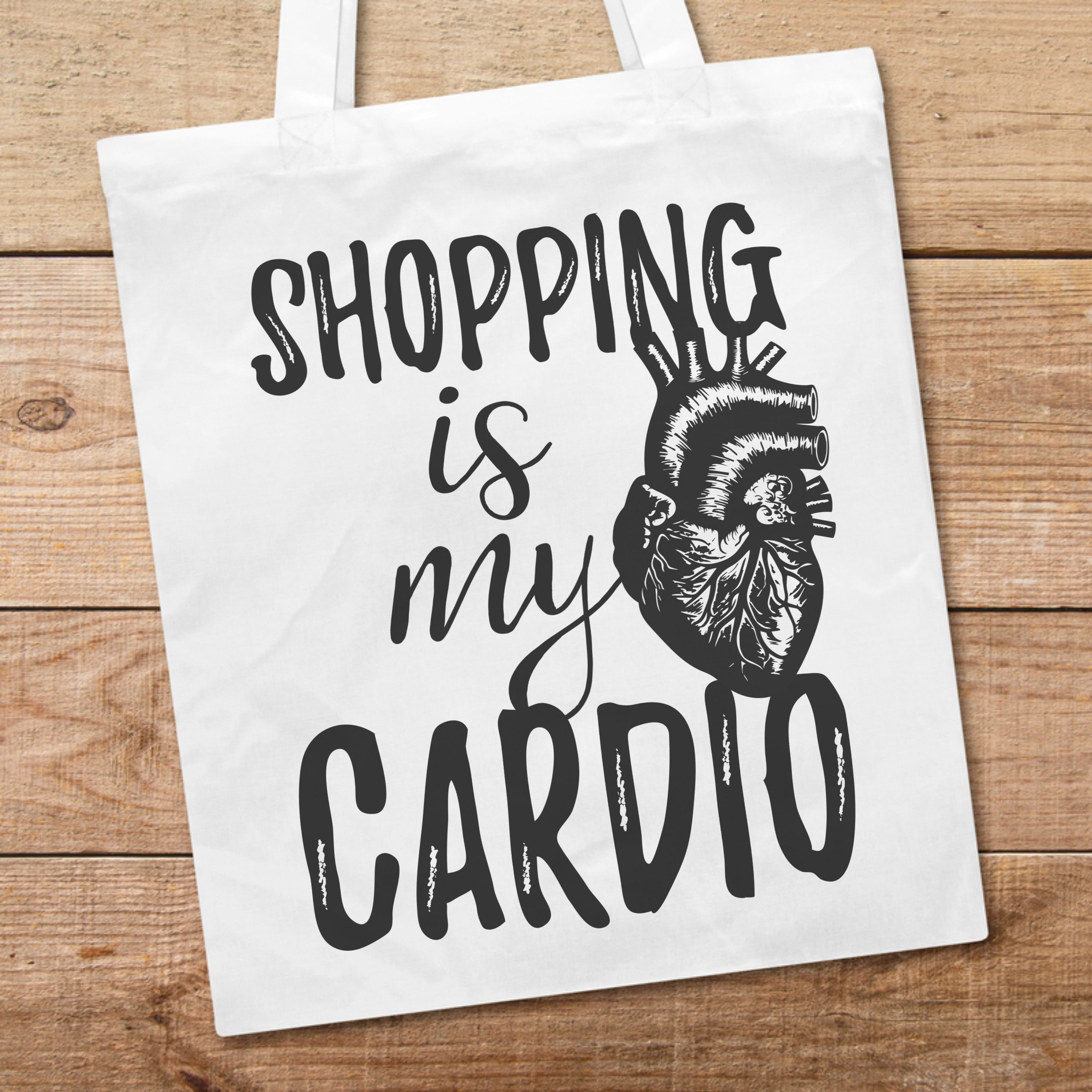 PhotoFancy Tragetasche mit Spruch 'Shopping is my Cardio' - Stoffbeutel, mit lustigem Spruch