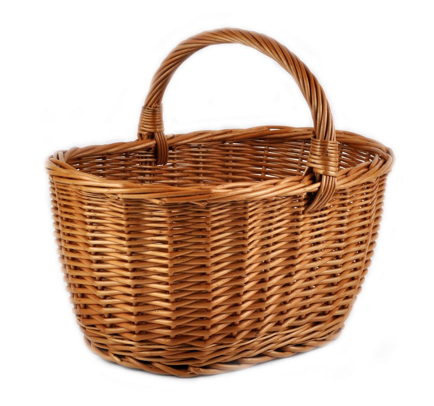 MyBer® Einkaufskorb Korb aus Weide Weidenkorb stabiler Tragekorb geflochten, braun klassisch 46/33/25cm (34 mit Henkel) K1-113