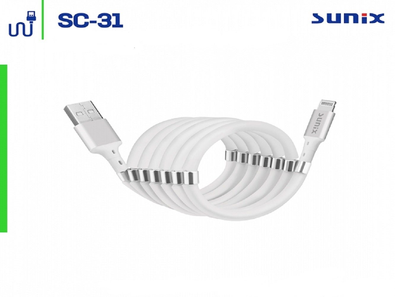 Sunix Selbstorganisierende magnetischer Lightning USB Kabel 1m Fast Charging USB-Kabel, Lightning