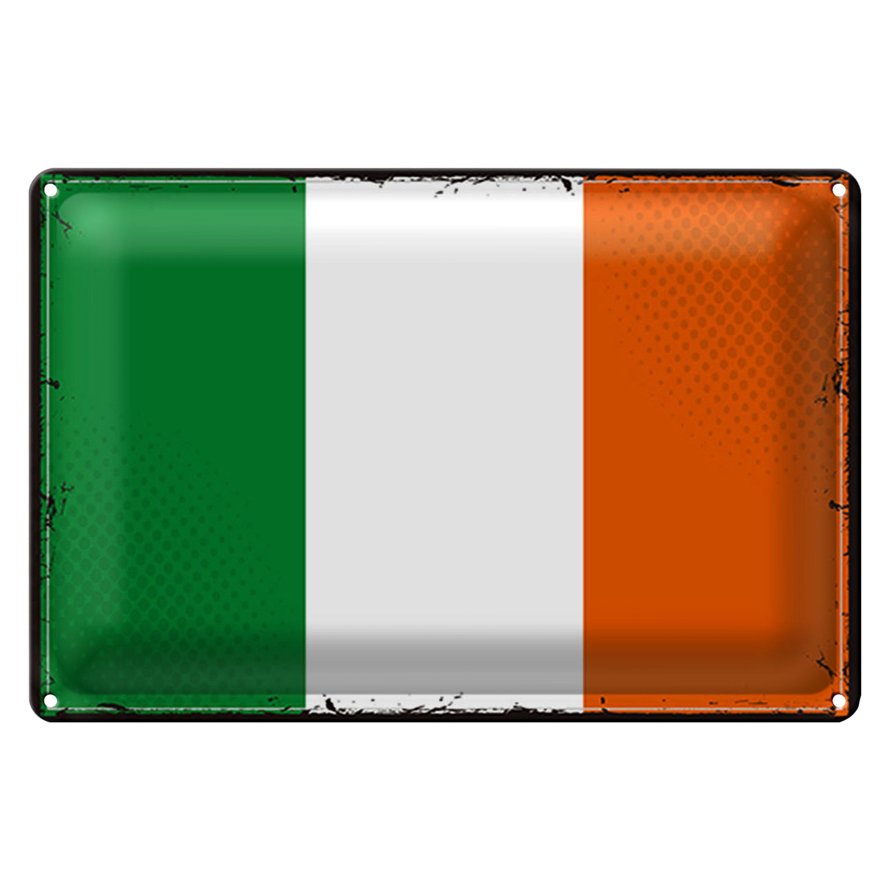 Roomando Metallschild Flagge Irland 40x30cm Retro Flag of Ireland