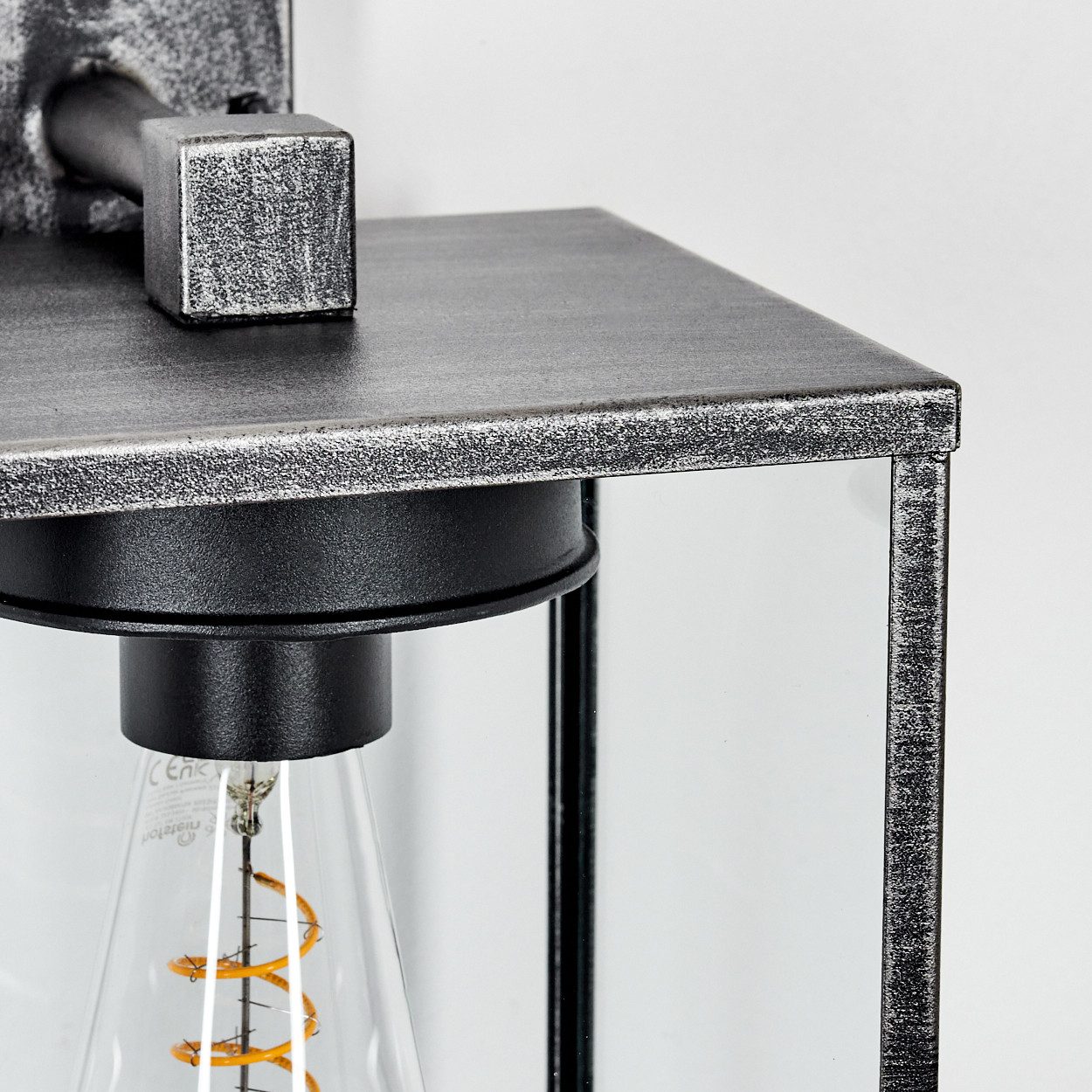 hofstein Außen-Wandleuchte Außenwandlampe aus Metall/Glas in Schwarz/Silber/Klar mit Lichteffekt, ohne Leuchtmittel, Wandleuchte außen abwärts im modernen Retro/Vintage-Design, E27, IP44