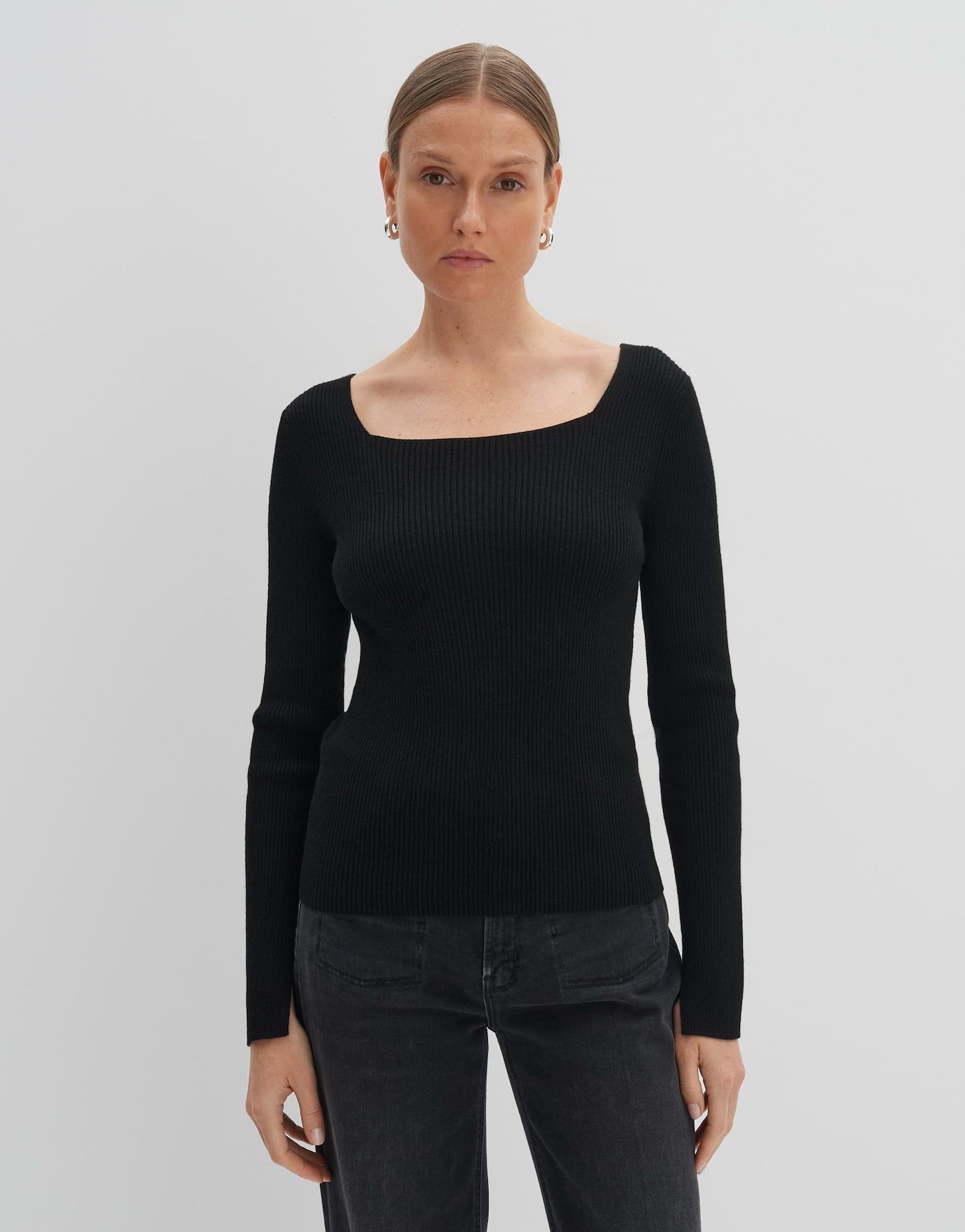 Strickpullover Rippstrickpullover TAMEA Slim mit Wolle