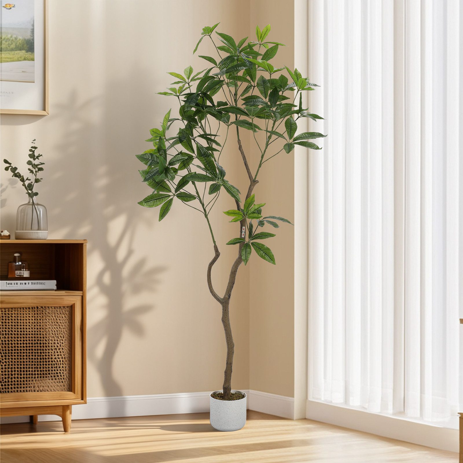 GarveeMore Zimmerpflanze Künstlicher Schefflera-Baum 160cm/200cm Künstliche Pflanzen, Künstlicher Schefflera-Baum für Zuhause, Büro, Wohnzimmer – Bild 4 von 5