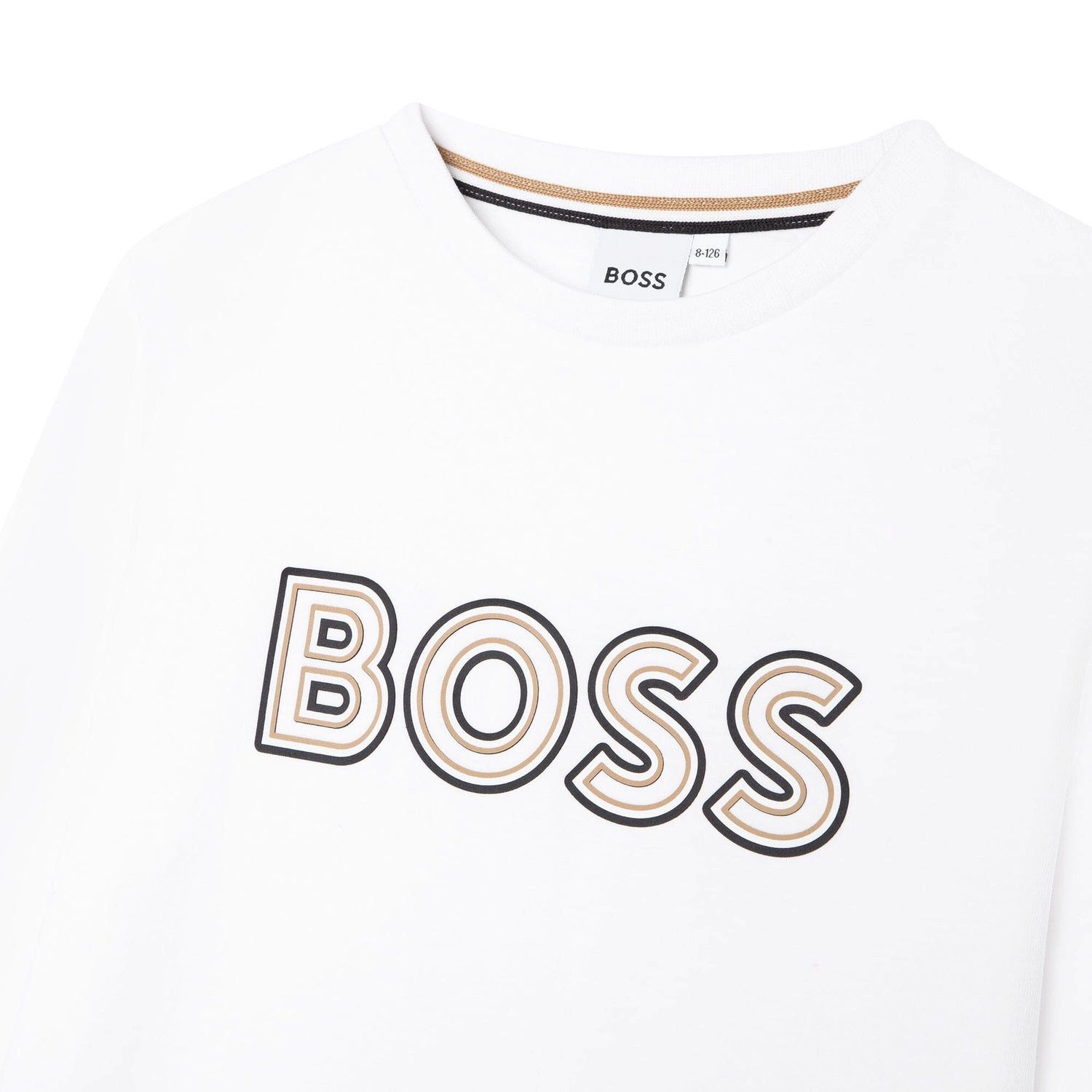 BOSS Langarmshirt BOSS Kids Longsleeve Langarmshirt weiß mit Logo