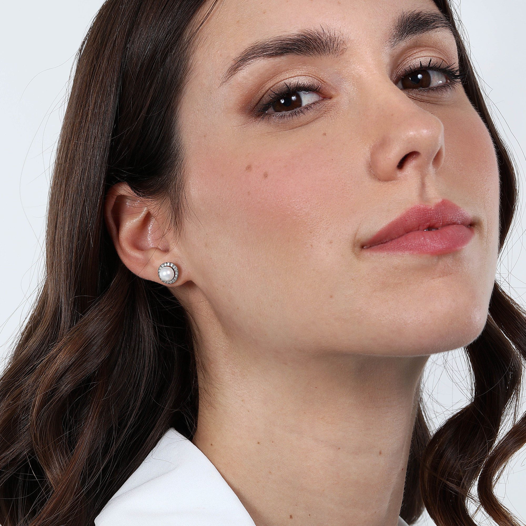 MORELLATO Paar Ohrstecker Perla SAER51 925 Silber Zuchtperle Zirkonia 10 mm Damen