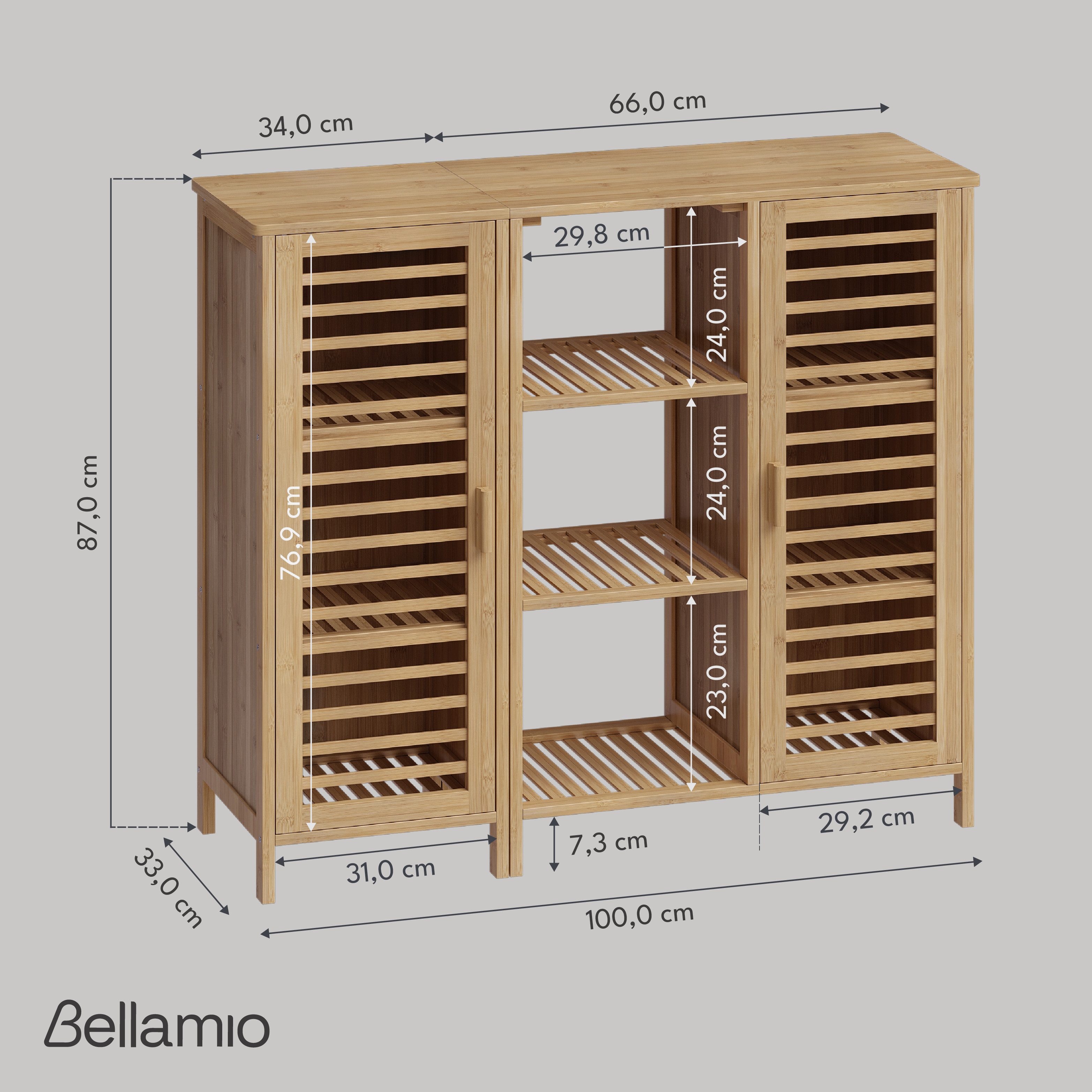Bellamio Hochschrank Newa Badezimmerschrank aus Bambus, günstig online kaufen
