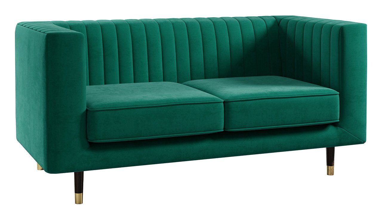 MKS MÖBEL Sofa ELMO 2, Dunkelgrün Modern Zweisitzer-Sofa, hohen Ein freistehendes Kronos Stil, Metallbeinen