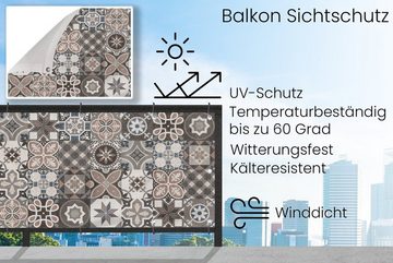 MuchoWow Balkonsichtschutz Blumen - Figuren - Braun - Design (1-St) Balkonbanner, Sichtschutz für den Balkon, Robustes und wetterfest