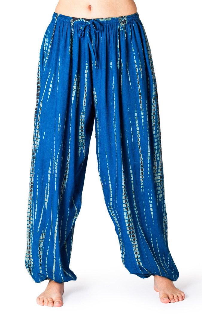 PANASIAM Haremshose Tie-Dye Haremshose Sommerhose aus 100% Viskose Schlupfhose mit Taschen Freizeithose Unisex Lounge-Hose lockere Strandhose Pumphose Jogger