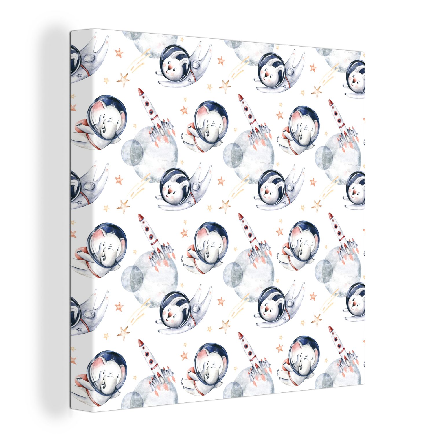OneMillionCanvasses® Leinwandbild Muster - Raumfahrt - Tiere - Jungen - Kinder - Mädchen, (1 St), Leinwand Bilder für Wohnzimmer Schlafzimmer