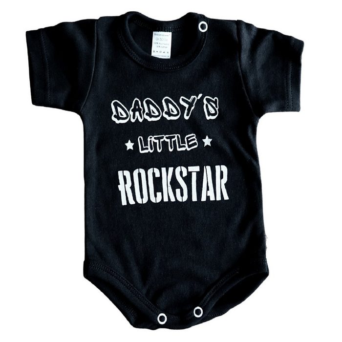 Babymajawelt Kurzarmbody Baby Body &quot;Daddy´s Little Rock Star&quot; schwarz Statement Body weiche Baumwolle haltbarer Aufdruck Für kleine Rocker! Made in EU PE11649