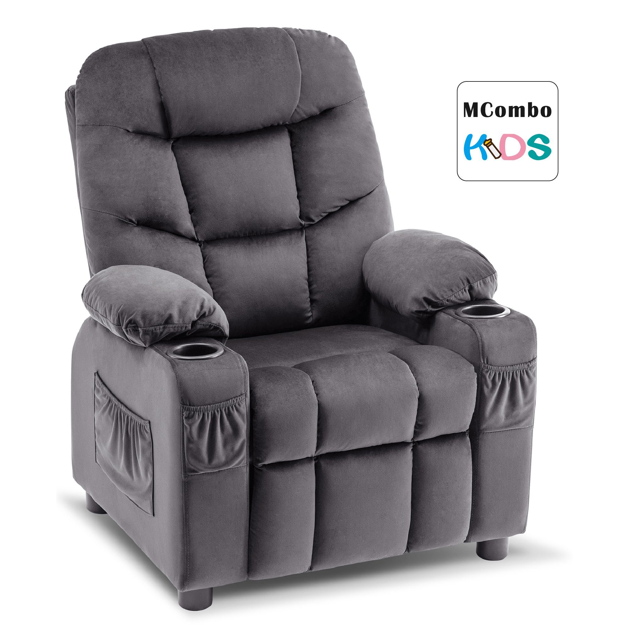 Jugend- 66 72 7355, Kindersessel MCombo Relaxsessel cm, Kindersofa Kinder Kindersofa Kids Liegefunktion mit und Sessel Sessel x MCombo Dunkelgrau und x 87 Jugend-