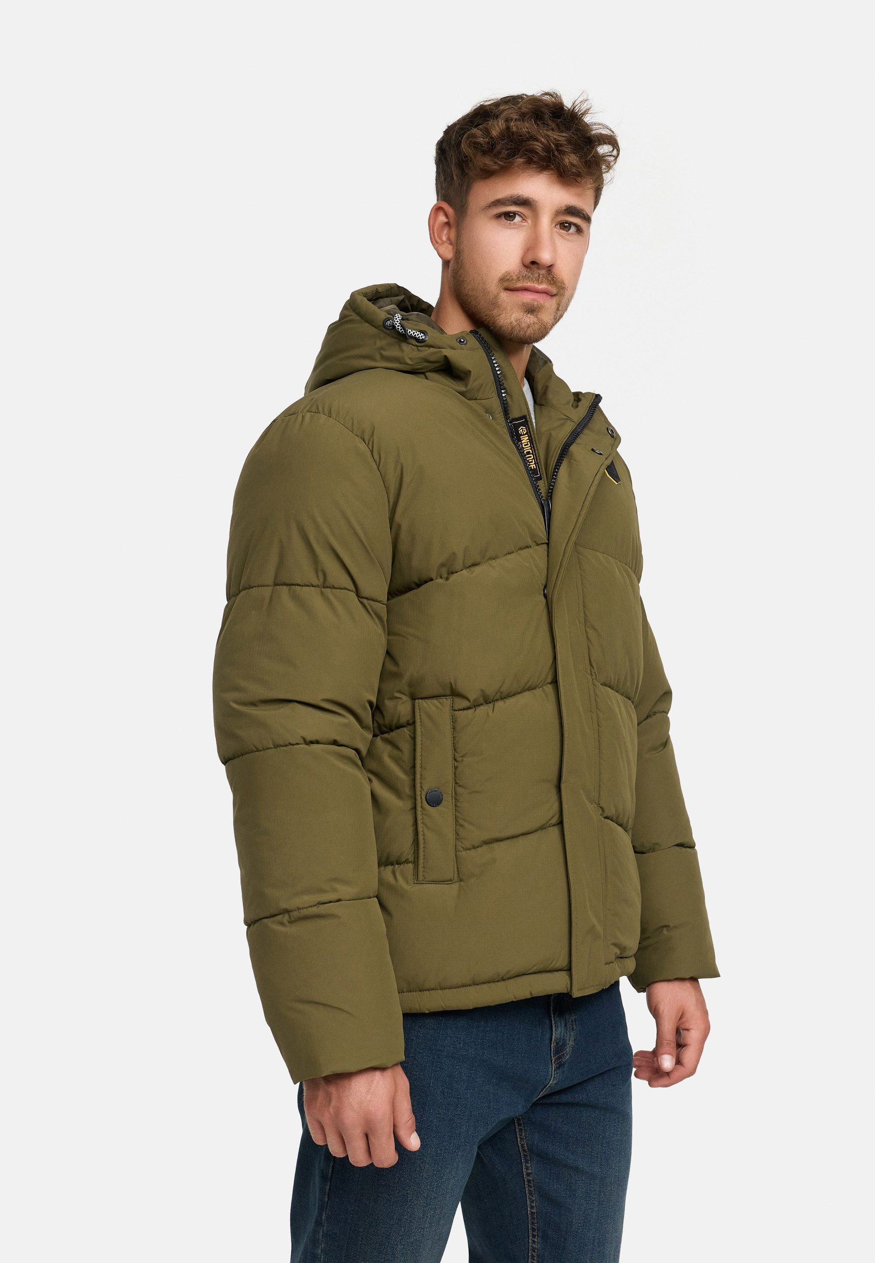 Indicode Winterjacke Herren INLaurits Jacket Herrenjacke Daunen-Optik mit Kapuze und sportiver Steppoptik