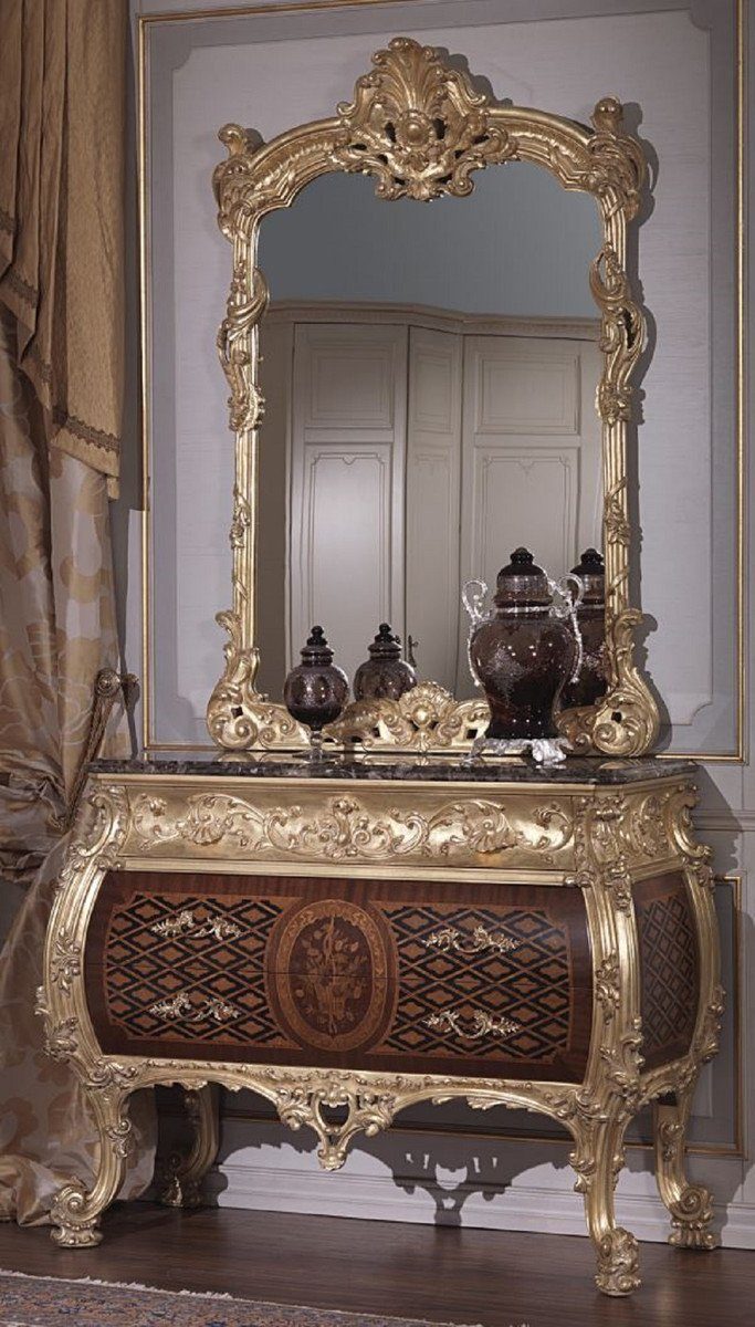 in - Schwarz Luxus - Spiegel mit Made Italy - Barock Barock Prunkvolle Casa Kommode Spiegelkommode Luxus Gold Möbel Padrino / / Möbel - Barockspiegel Hotel Braun Barock Möbel - - Qualität Schloss