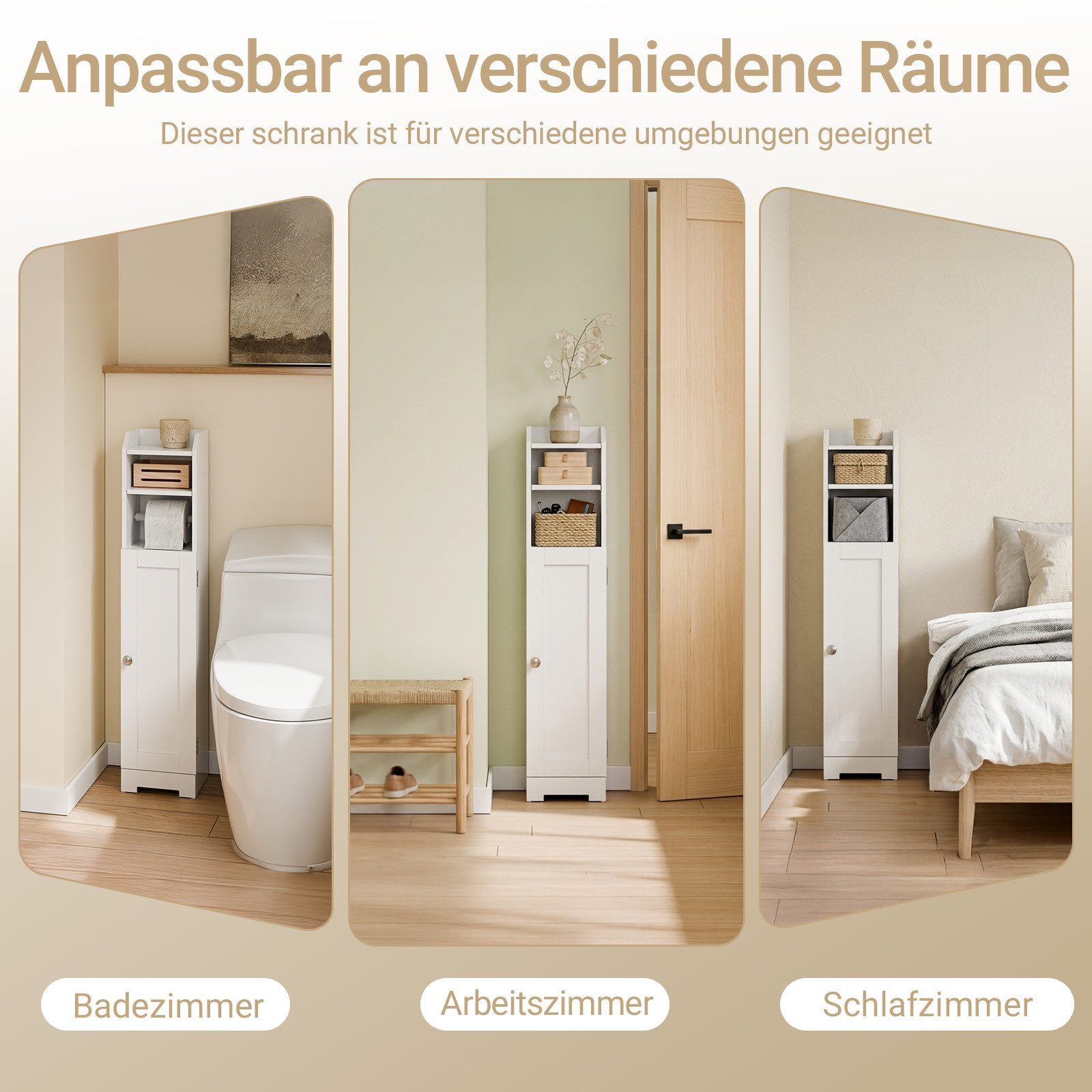SoBuy Toilettenpapierhalter FRG177, Badezimmerschrank Schmal Kompakter Badschrank mit Regal, Toilettenrollenhalter Toilettenpapieraufbewahrung für WC, Badezimme – Bild 4 von 5