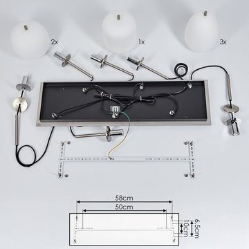 hofstein Hängeleuchte »Ambrogio« moderne Hängelampe aus Metall/Glas in Nickel-matt/Weiß, ohne Leuchtmittel