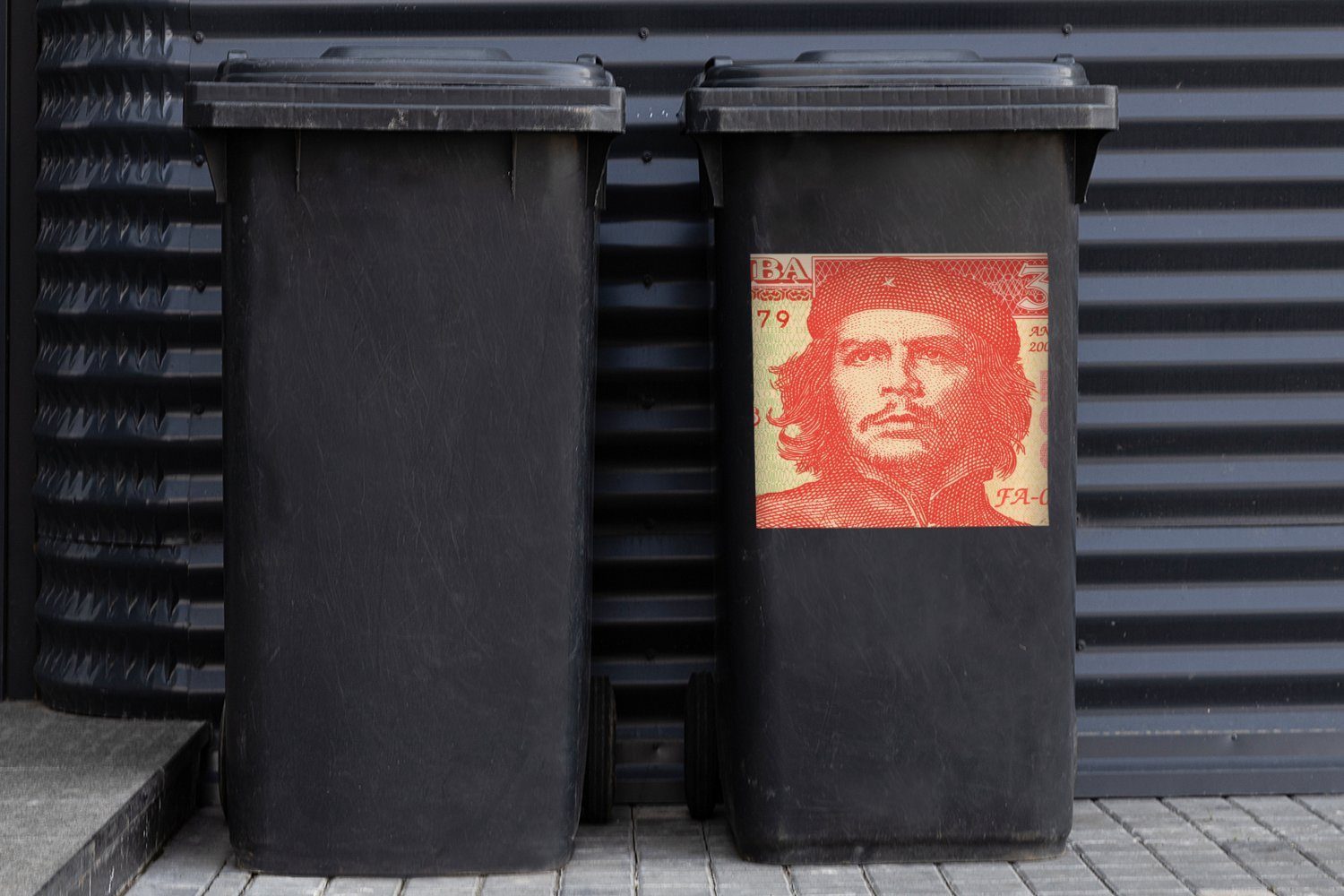 MuchoWow Wandsticker Mülleimer-aufkleber, einer 3-Peso-Note auf Che Container, Guavara Abfalbehälter (1 Sticker, Mülltonne, St)